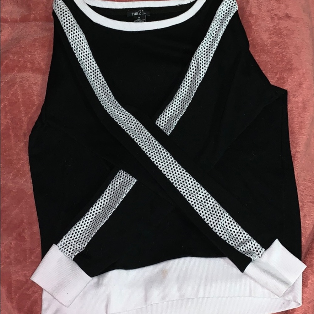 Rue21 long sleeve black shirt w/ mesh sleeves